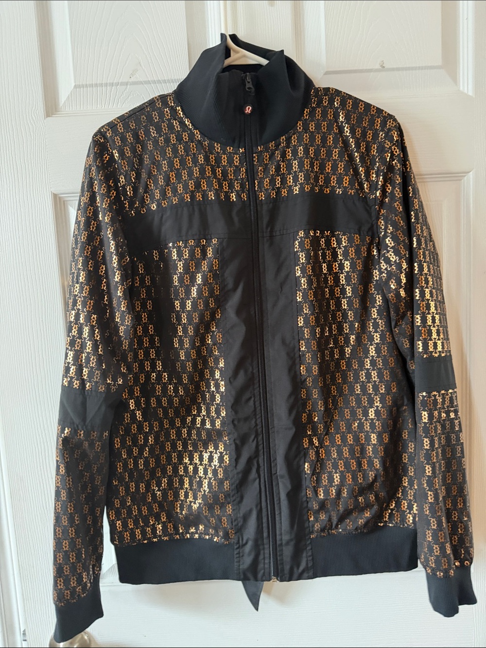 lululemon athletica Black Jacket with Metallic Gold Pattern